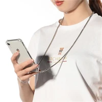 shockproof clear phone case metal strap cord chain tape necklace lanyard for oppo reno 3 pro 5g z 2 f ace r19 plus r11 r15 r17