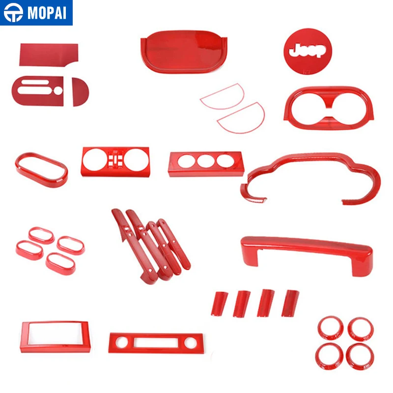 Автомобильные наклейки для интерьера MOPAI Jeep Wrangler JK 2007 2010 красный комплект