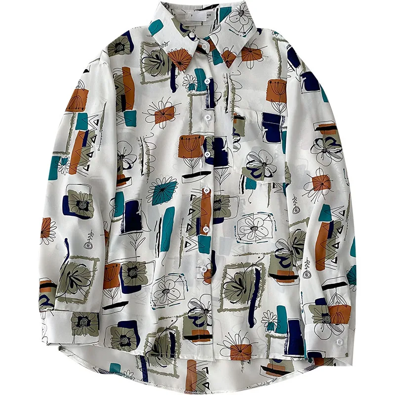 

Women's Shirt 2021 Spring Chiffon Simplicity Casual Streetwear Long Sleeves TOP Lapel Fashion Sense Of Design Blouse