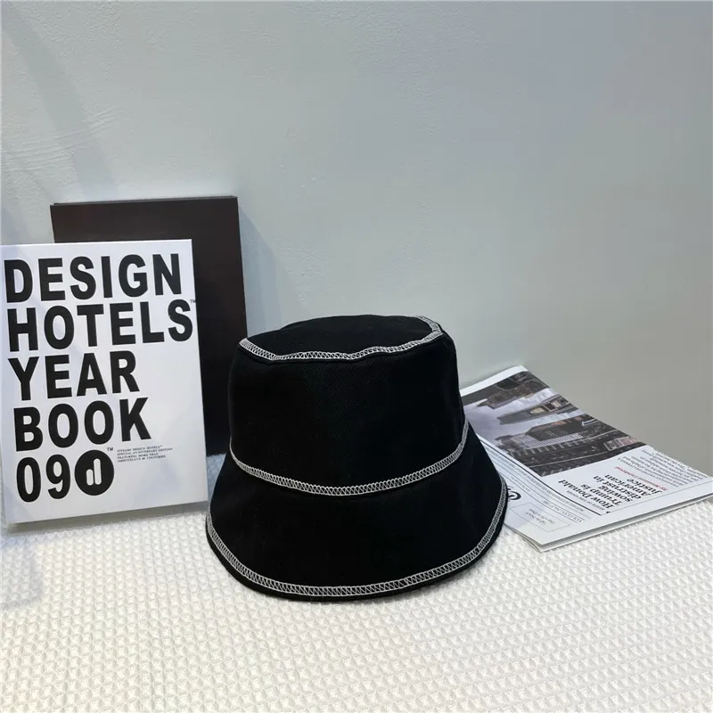 

Women Bucket Hat Solid Color Spring Summer Fisherman's Hats Fashion wild Bucket New Summer Foldable Bucket Black & White Hat