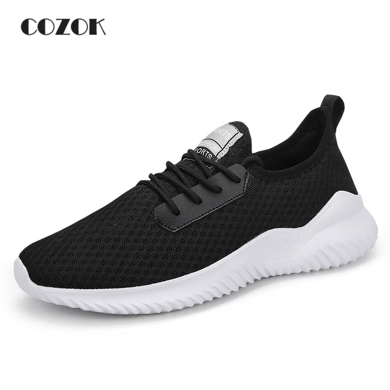 

COZOK Air Mesh Sports Shoes Hard-Wearing Breathable Men Casual Shoes Solid Black White