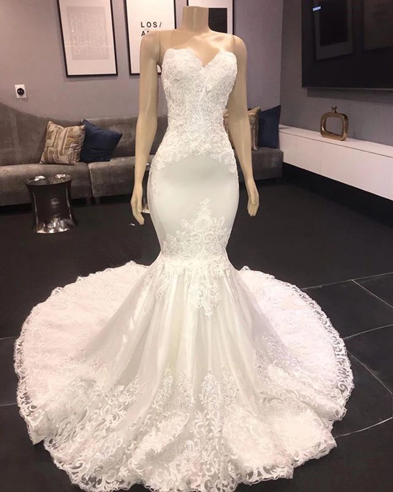 

Кружевные свадебные платья-русалки белого/цвета слоновой кости, свадебные платья, 2021, vestido de noiva Brautmode