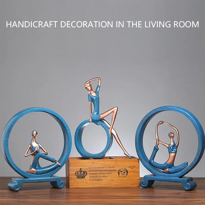 

Resin Round Yoga Ornaments Hollow Modern Home Accessories Decoration for Living Room Character Sculpture Arts and Crafts