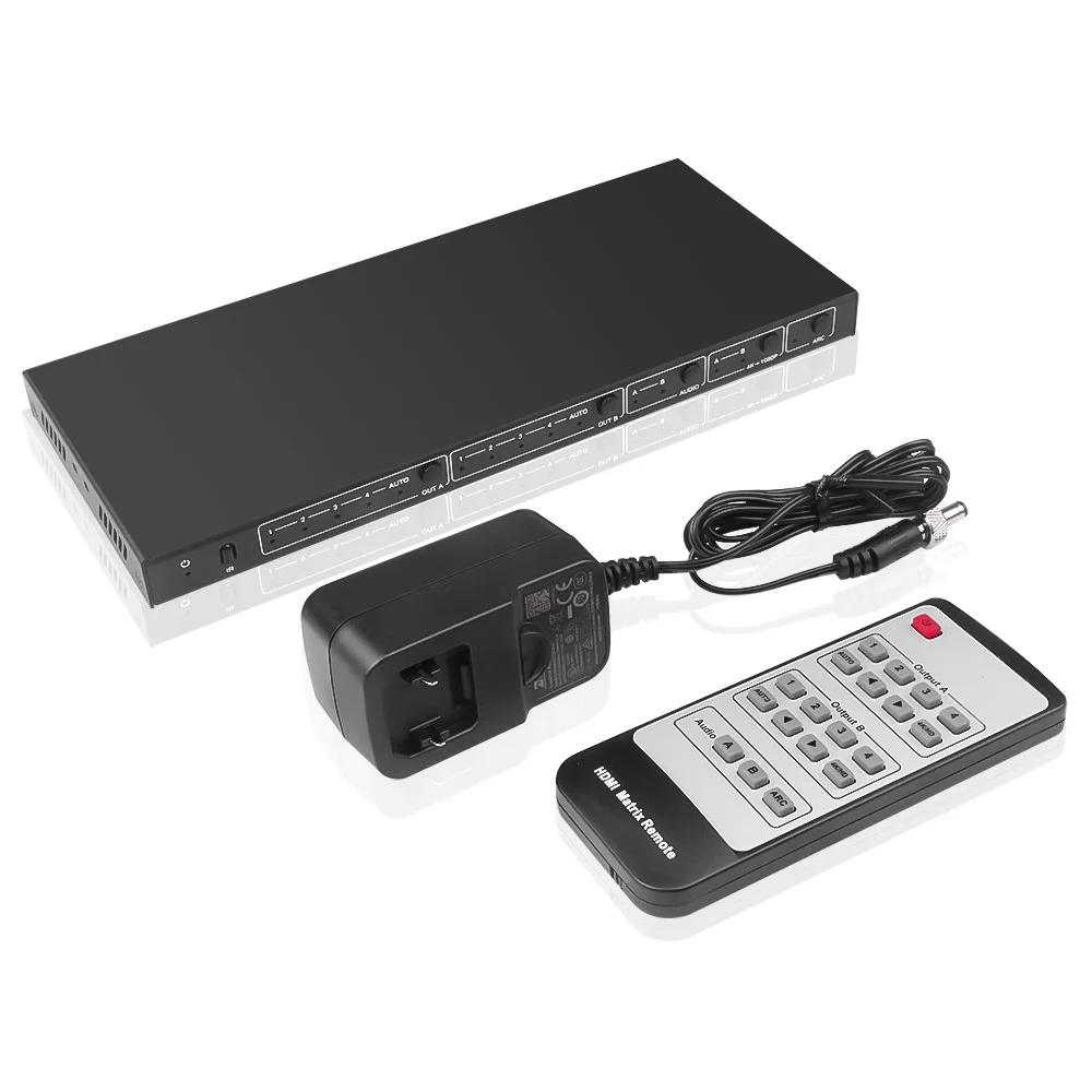 

4X2 HDMI-compatible Matrix Audio Separation Splitter HDR 10+ Video Switcher 4 In 2 Out Support HDCP 2.2 4K2K@60Hz YCbCr 4:4:4