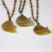 natural agates fish pendant hand carved goldfish chalcedony pendant necklace with lanyard fine jades jewelry female pendant