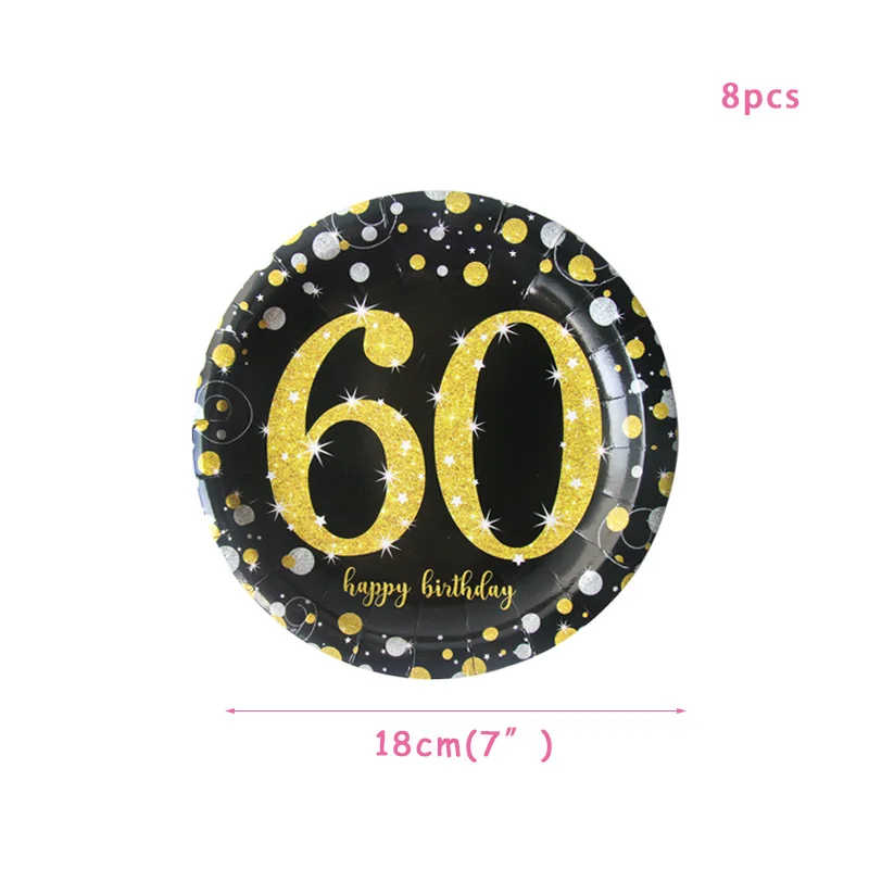 8pcs 7inch plates День рождения украшения для взрослых 5 шт. 30/40/50th с днем рождения конфетти воздушные шары из розового золота Ленточки принадлежности для юбилейной вечеринки - Цвет: 8pcs 7inch plates