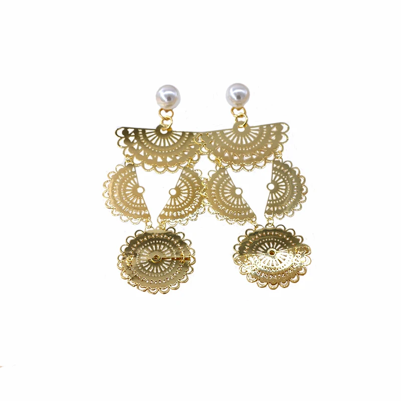 

Серьги-подвески женские золотистые, в форме геометрический веер