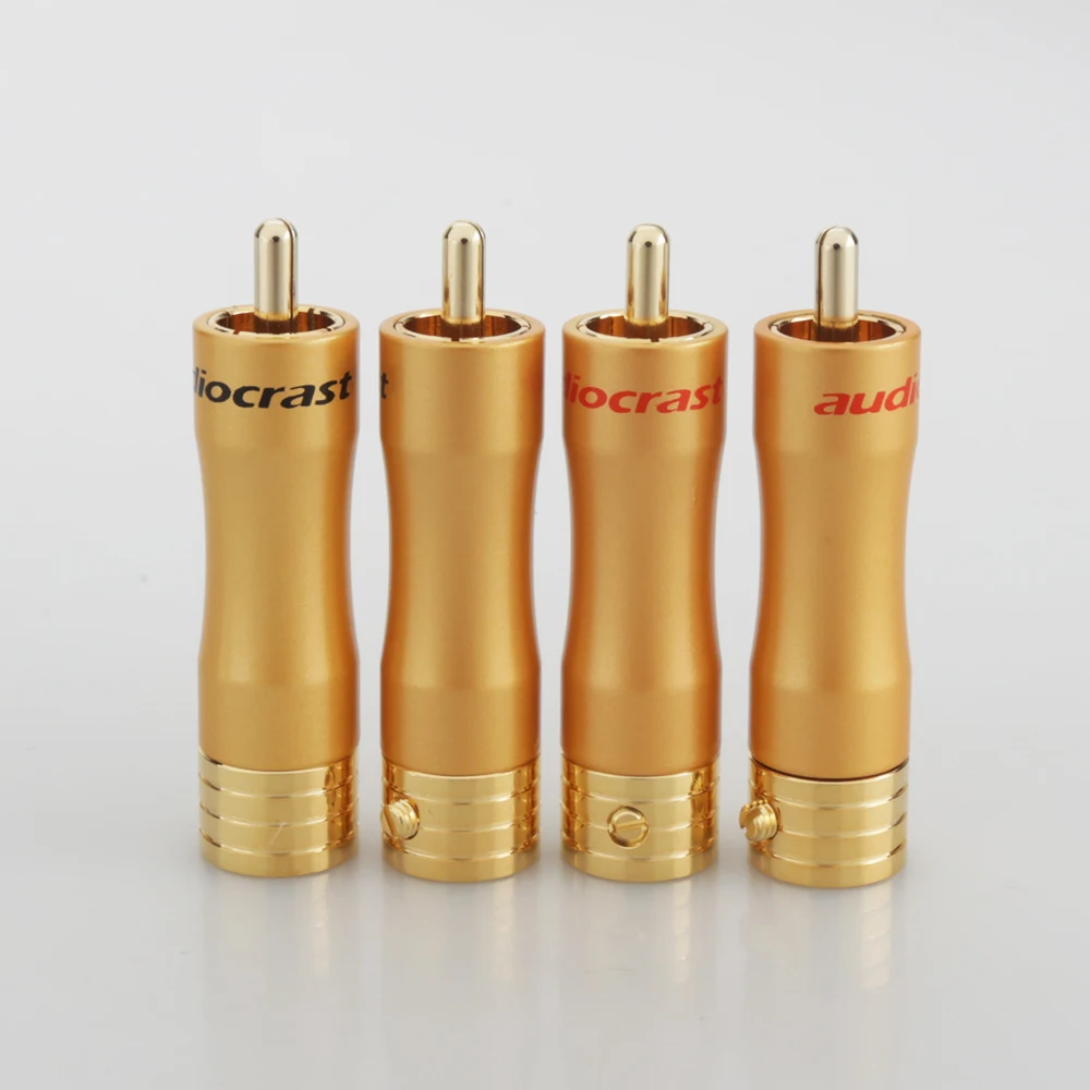 4xaudiocrast R015 24K позолоченный переходник RCA аудио фонокорректор Позолоченный разъем RCA ремонтные концы HIFI 8 мм Кабельный штекер
