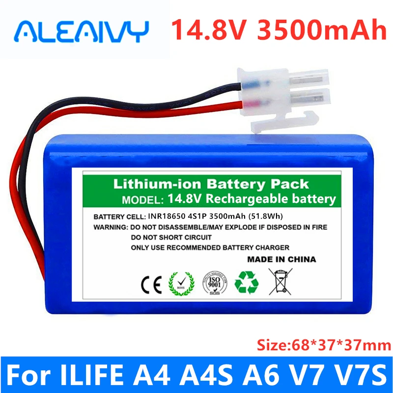 

100%New Original 14.8V 3500mAh li ion Rechargeable Battery For ILIFE A4 A4s V7s A6 V7s plus Robot Vacuum Cleaner iLife battery