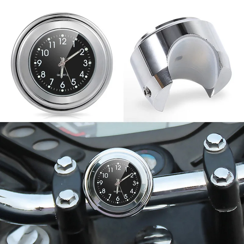 

7/8" 22mm 25mm Motorcycle Handlebar Chrome Waterproof Thermometer Waterproof Compact Aluminum Alloy Durable Handlebar Gauge