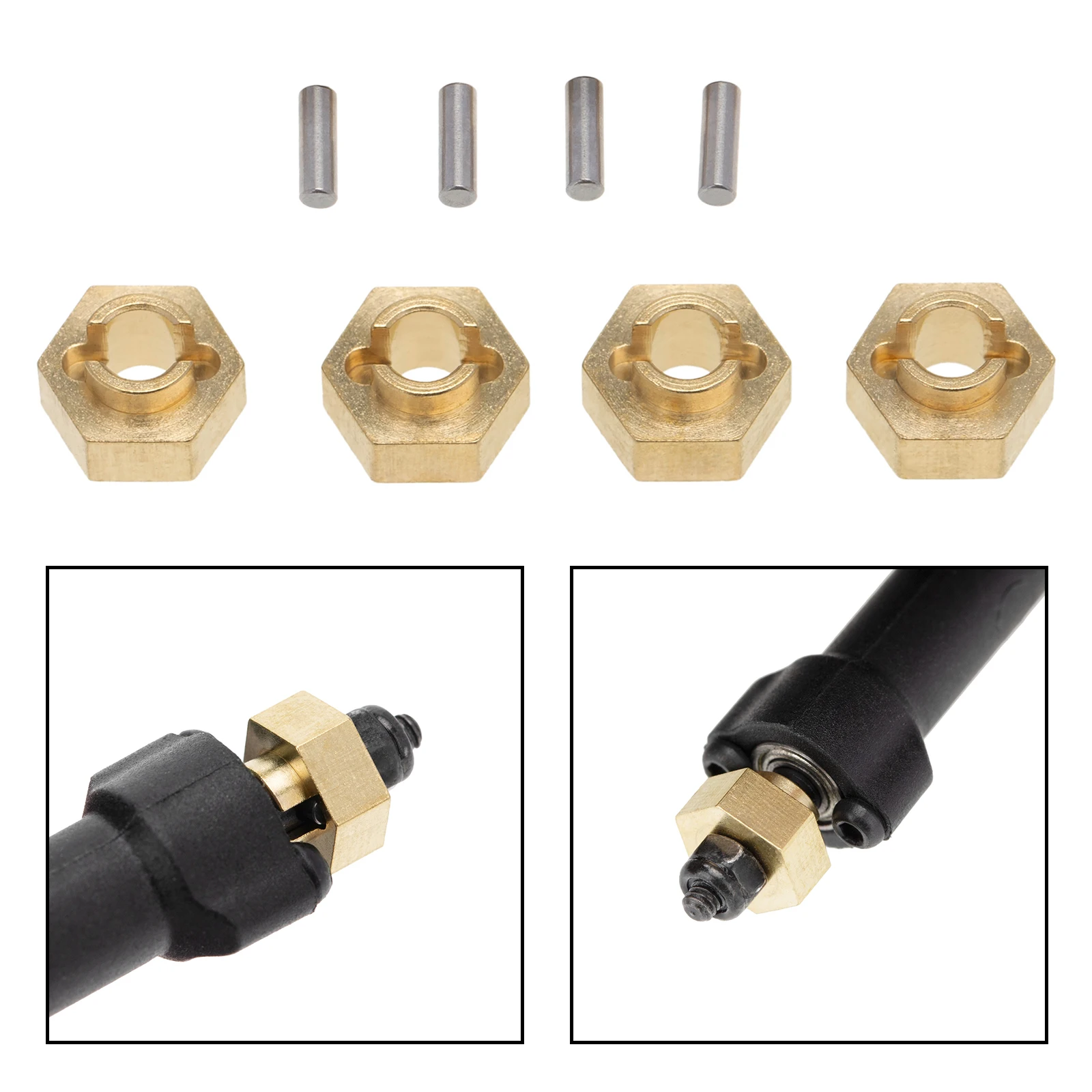 

Pack of 4 1/24 Remote Control Model Car Aluminum Alloy 3mm Brass Hex Adapter for Axial SCX24 AXI00001 Crawler Buggy Parts