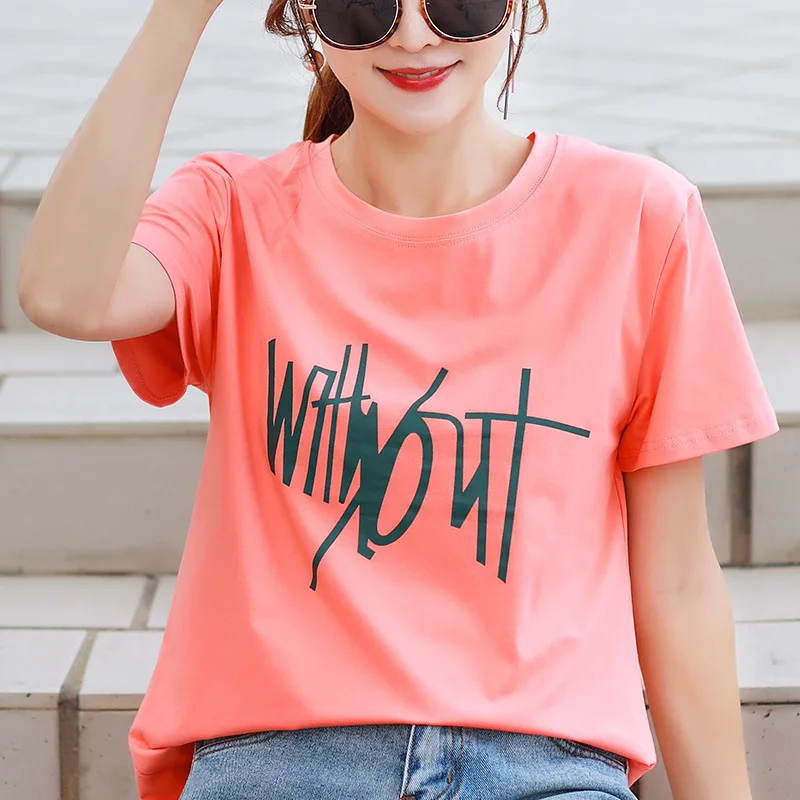 Женская футболка из чистого хлопка с коротким рукавом 2020 женская в западном