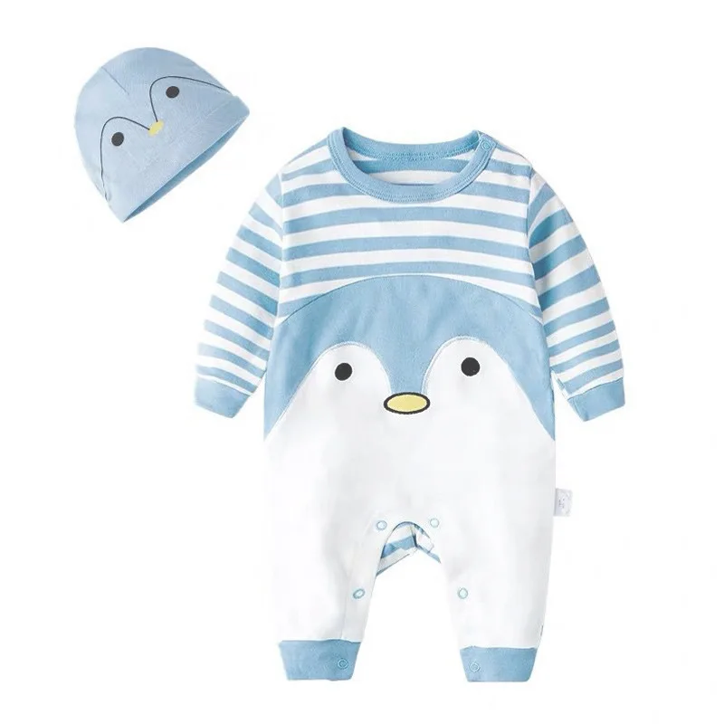 Детский комбинезон в полоску с рисунком животных для мальчиков и