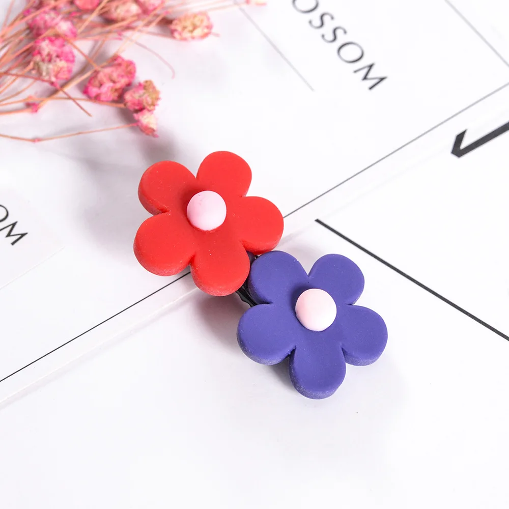 Royal blue Red Заколки для волос для маленьких девочек яркие цвета цветок шпильки зажимы для волос Утконос головные уборы милые аксессуары для волос заколки для волос для девочек вечерние - Цвет: Royal blue Red
