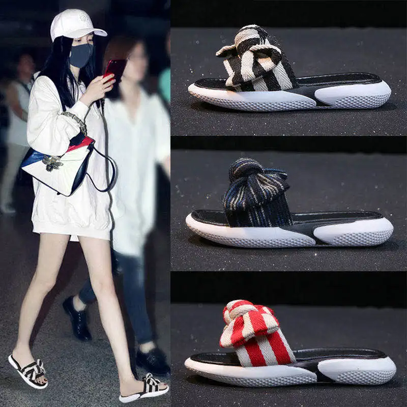 2020 летние новые корейские шлепанцы на толстой платформе Сандалии Вьетнамки