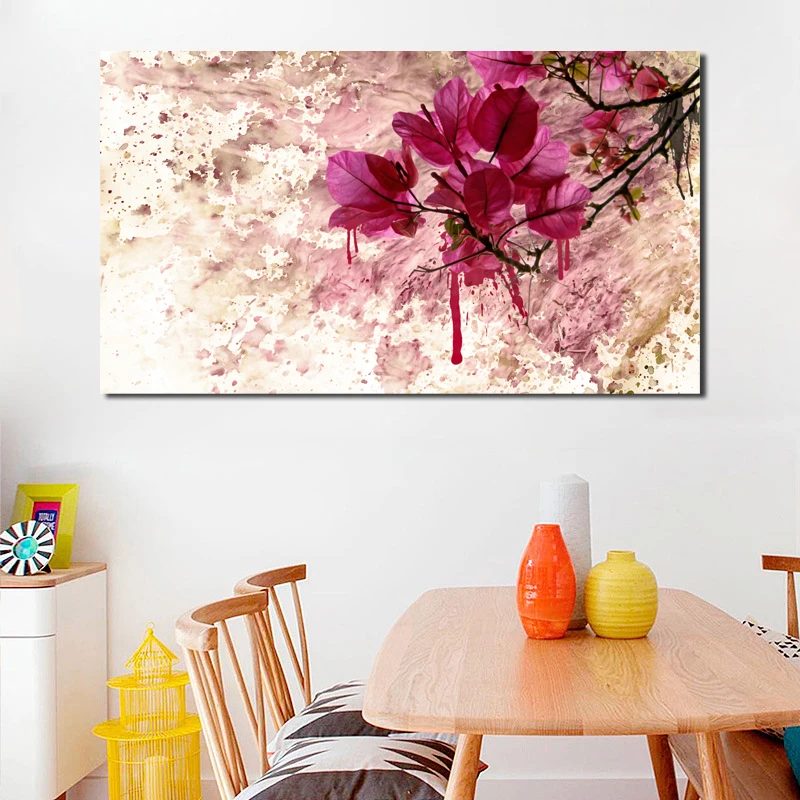 Красный цветок абстрактный пейзаж Холст Плакаты печать настенная живопись