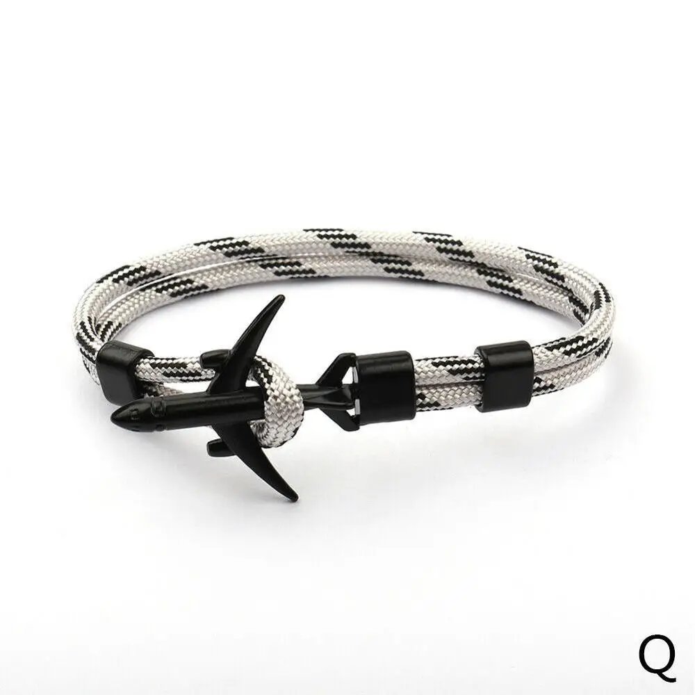 Q Модный самолет браслет с якорем для мужчин CharRope Chain Para cord браслет мужской женский Air Force стиль обертывание металлические спортивные браслеты - Окраска металла: Q