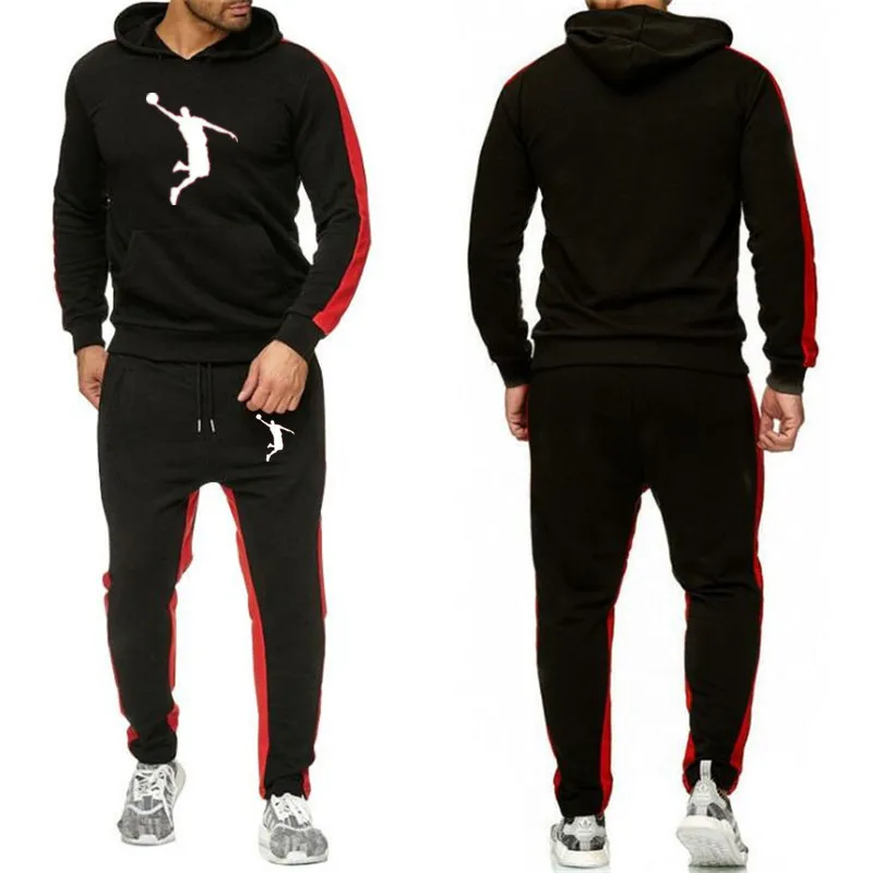 

2021 Autumn And Winter Printed Casual Sportswear Men's Suit Hoodie Pants Two-piece Zipper Hooded Sweater Suit Sportswear