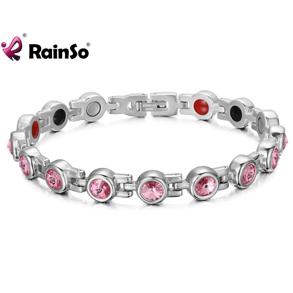 Женский магнитный браслет RainSo 316l из нержавеющей стали с цирконом и