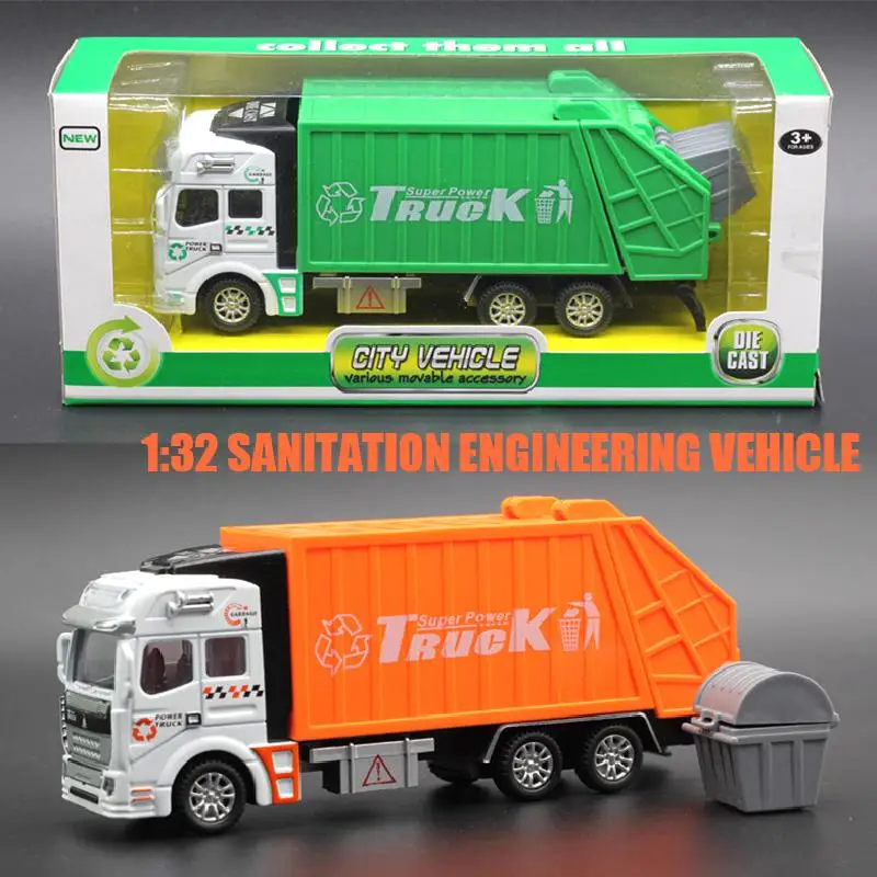 1:32 Simulation Garbage Truck Model toy cars Clean Car Sanitation Trash Alloy car toys for children gift | Игрушки и хобби
