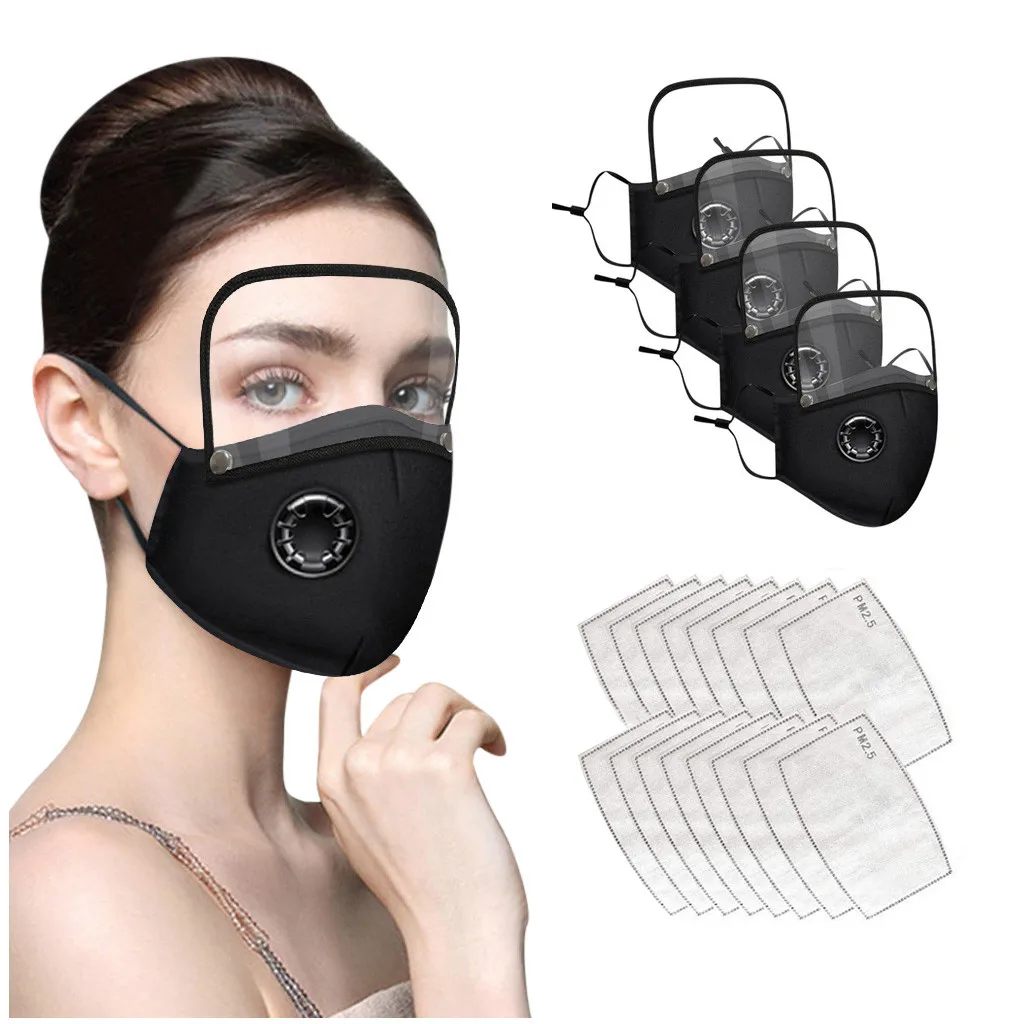 4 шт. многоразовая моющаяся маска для взрослых с фильтром и съемными глазами