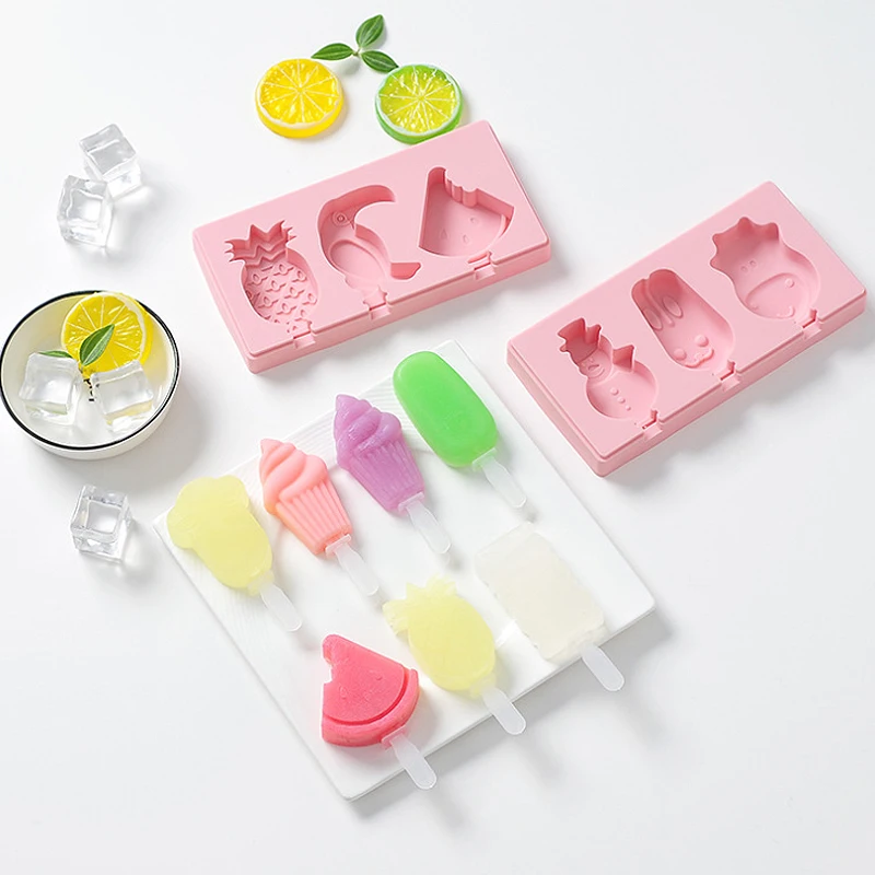 

Homemade Food Grade Silicone Ice Cream Molds with lid Ice lolly Moulds Freezer Ice cream bar Molds Maker With Popsicle Sticks