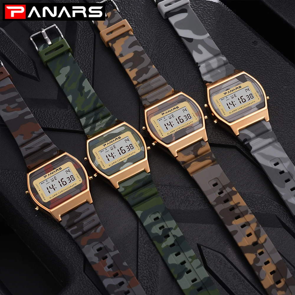 

2021PARNS Classic Square Korean Camouflage Style Fashion Luminous Electronic Watch