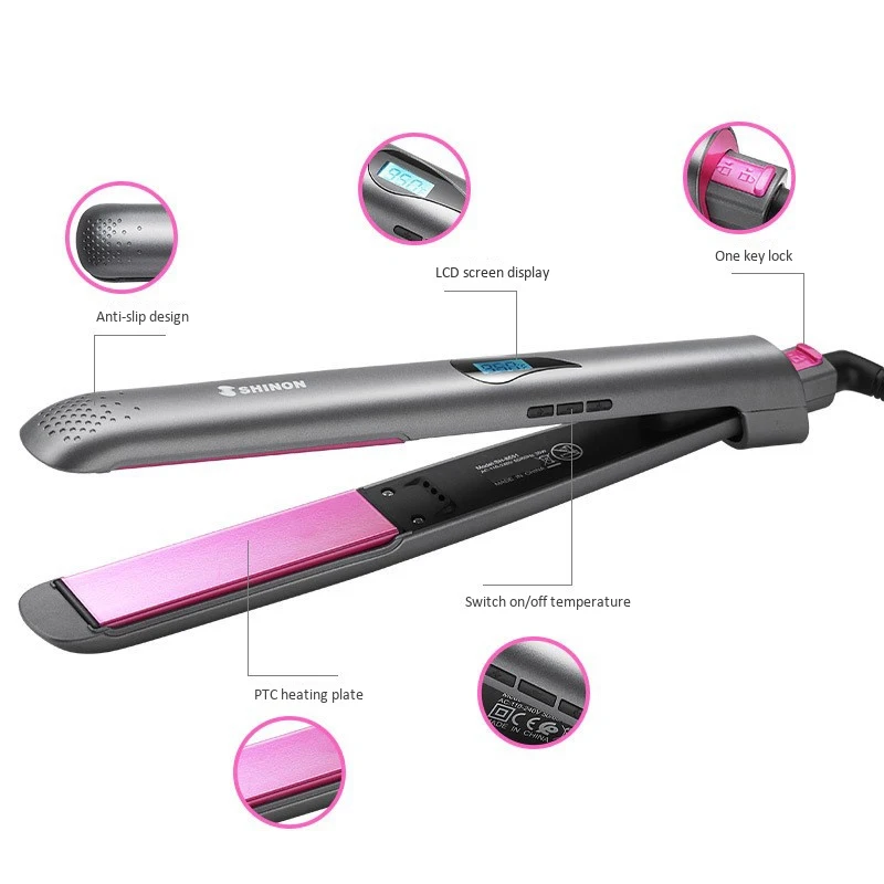 

SHINON LED Display Straightening Irons Fast Warm-Up Performance Tourmaline Ceramic Heating Plate Hair Straightener EU Plug