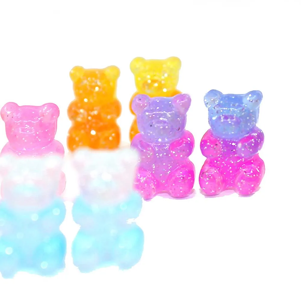 Bear Charms Resin Cabochons Glitter Gummy Candy Transparent Color Necklace Keychain Pendant DIY Making Accessories | Украшения и