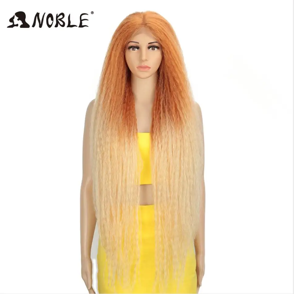 Noble Cosplay Wig Long Braided Wig 38inch Synthetic Lace Front Wigs For Women Pink Green Wig Lace Front Wigs For Black Women - Цвет: TT ORANGE