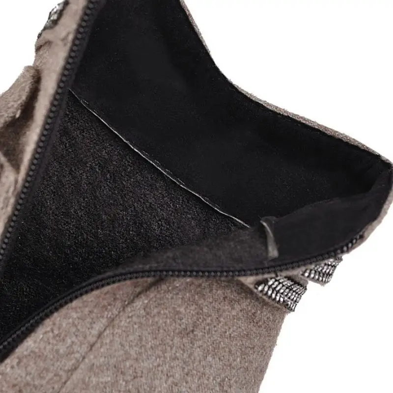 RIZABINA/женские ботильоны размера плюс 34-48 стразы короткая плюшевая обувь с боковой