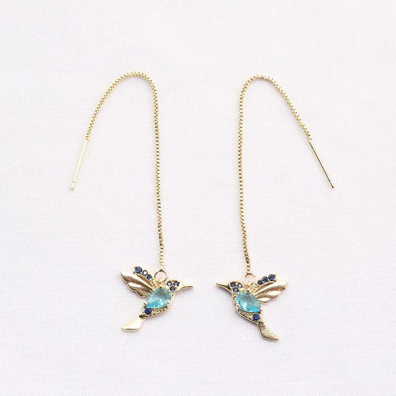 

NPKDS Unique Long Drop Earrings Bird Pendant Tassel Crystal Pendant Earrings Ladies Jewelry Design Earings Fashion
