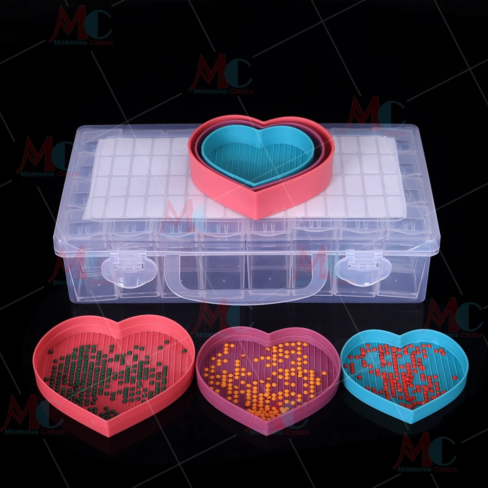 

32 Слота квадратная алмазная живопись ящики для хранения аксессуары бусины Органайзер контейнер, инструменты в форме сердца дрель алмаз кор...