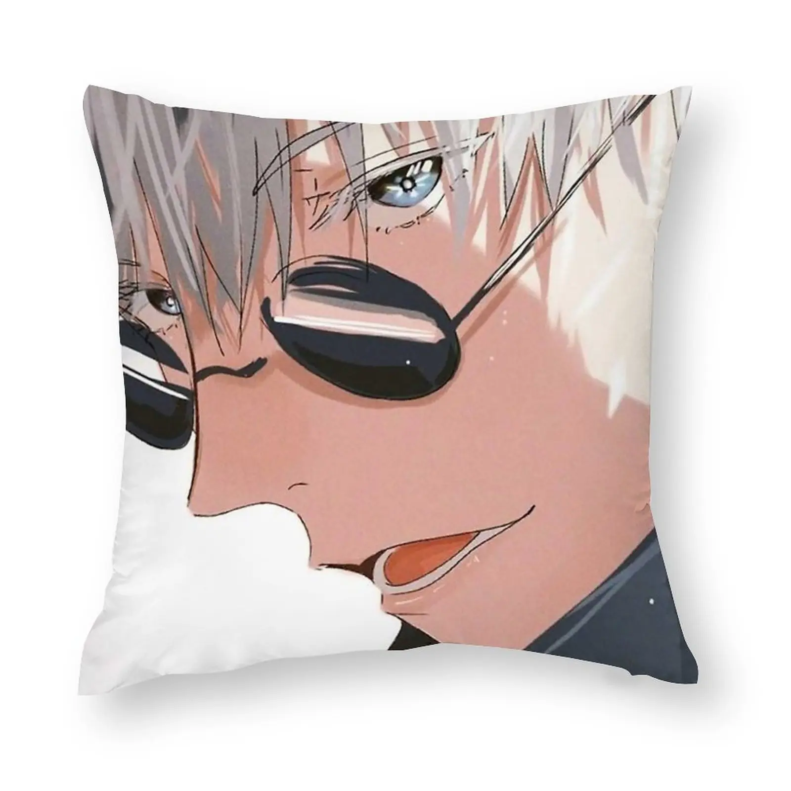 

Декоративная наволочка Gojo крупным планом из джутютсу, кайзен, японское аниме манга, подушка для сидения, молния, полиэстер, двусторонний под...