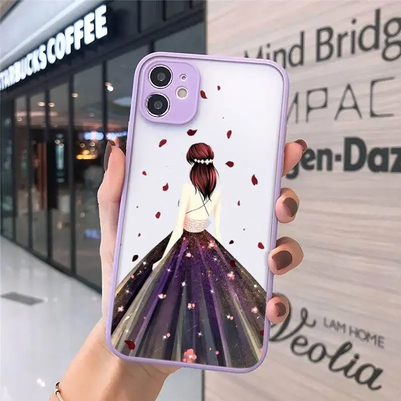 

Dress wedding girl Phone Cases Matte Transparent for iPhone 7 8 11 12 s mini pro X XS XR MAX Plus cover funda