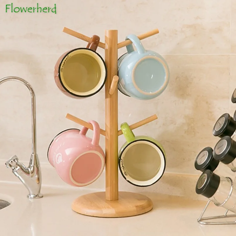 

Новый держатель для кружек, держатель для кружек в японском и корейском стиле, простой держатель для чашки в форме дерева, Бамбуковая стойка...