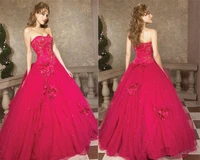 free shipping debutante vestidos de 15 a%c3%b1os 2021 sweetheart fuchsia flowers beaded ball long prom gown quinceanera dresses