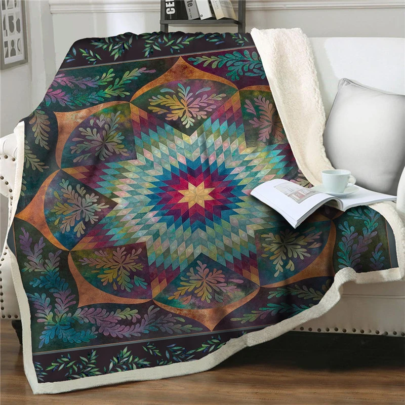 Геометрические одеяла из шерпы в этническом стиле для дивана кровати покрывало