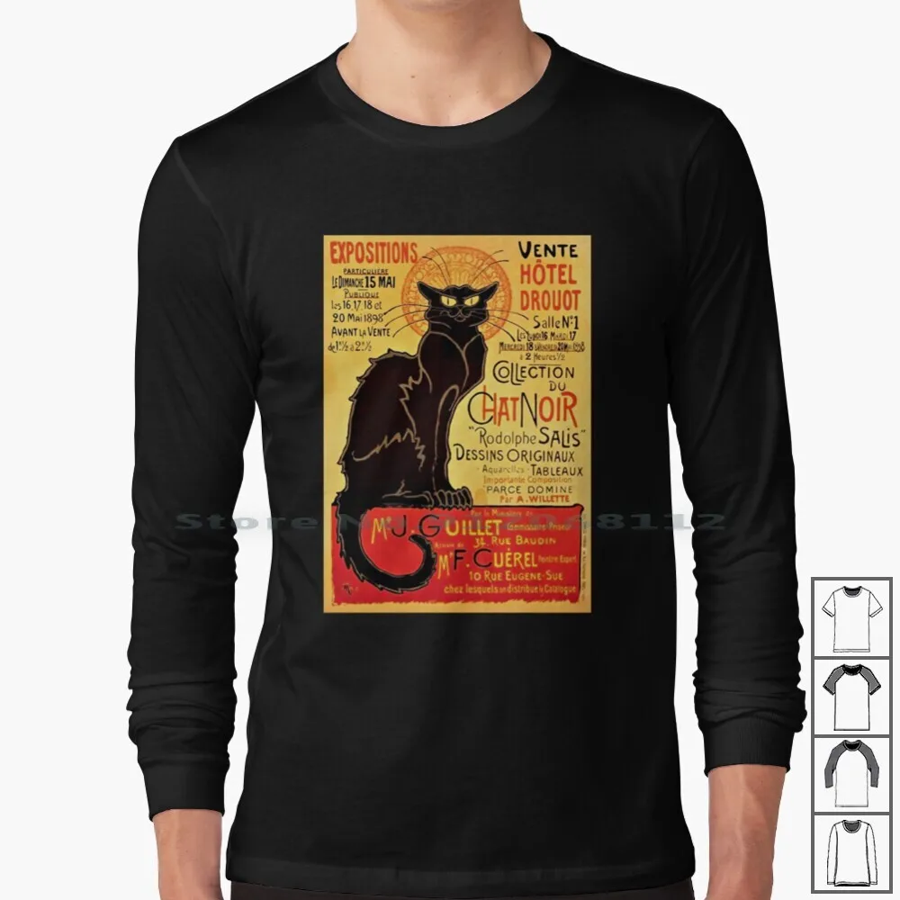 

Le Chat , Exposition Particulière-1896 Long Sleeve T Shirt Chat Chat 1896 Vintage Vintage Old Ad Rodolphe Salis Dessins