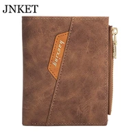jnket new retro mens short zipper wallet pu leather clutch wallet billfold bankid card holder wallet money clip notecase