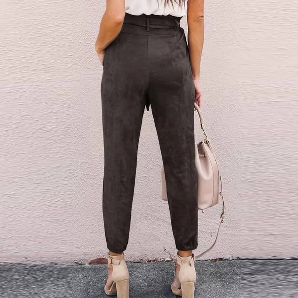 Новые модные женские брюки тонкие повседневные укороченные бумажные Брюки с