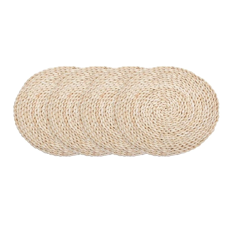 

Round Corn Straw Placemats,Braided for Tea Coffee Kitchen Table Advantage, Heat Insulation Pads,4 Pack,14Inch