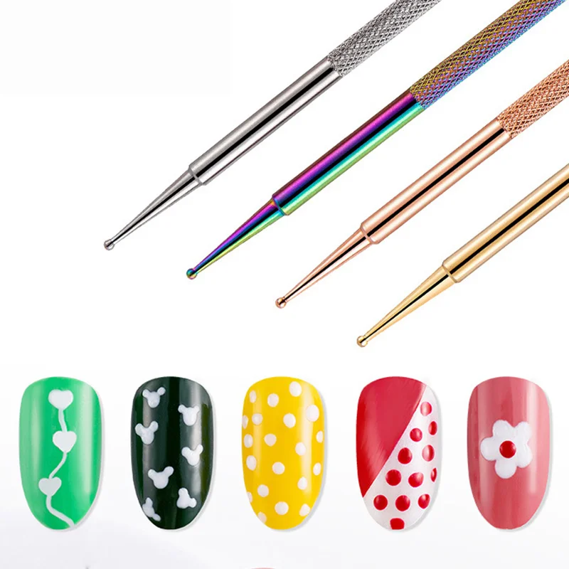 Rose Gold UV Gel Remover Dual-ended Dotting Pen Stainless Steel Silver Nail Art Tools for Polish 1 Pc | Красота и здоровье