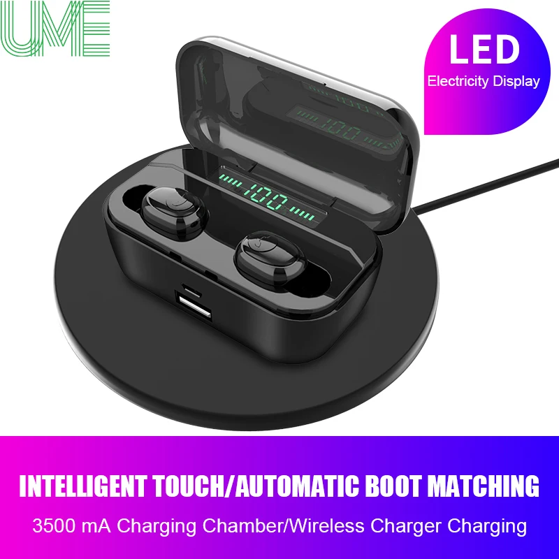 

TWS Bluetooth 5.0 Wireless Headset 1200mAh Charging Box Wireless Earbuds Noise Cancellation HD Stereo Headphones With Microphone