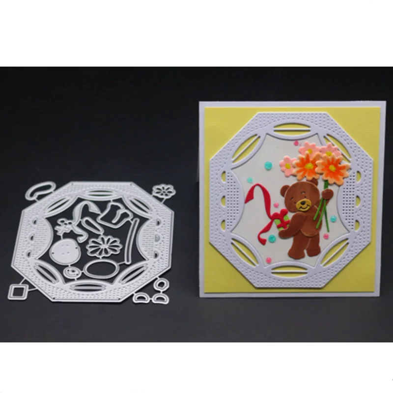 YINISE скрапбукинга металлические режущие штампы для трафареты Медвежонок фон