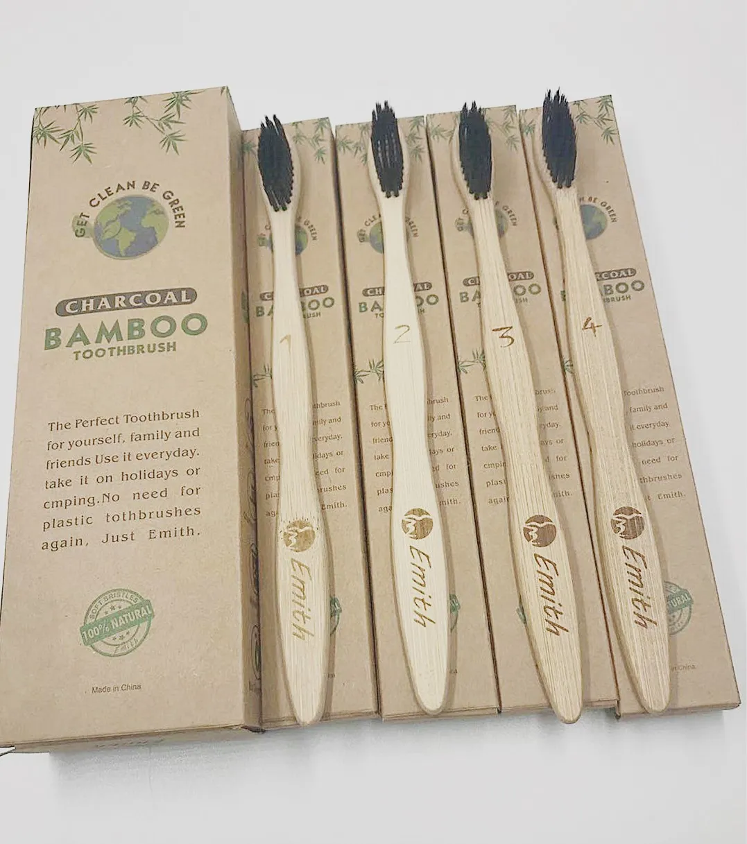 4 шт бамбуковые прослойки в Зубная щётка натуральный зубные щетки с мягкой