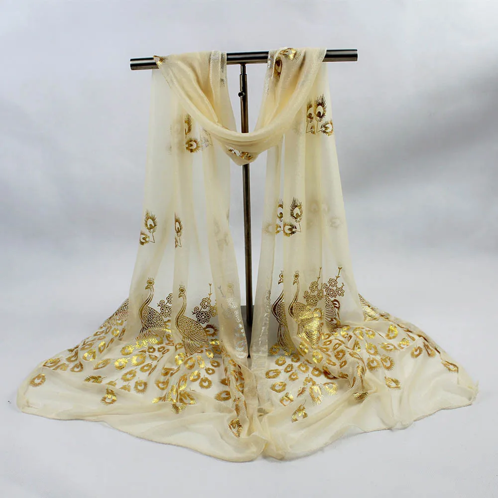 Шарфы Павлин цветок печати длинные женские шали шарфы Девушки Мягкие 160 см шарф