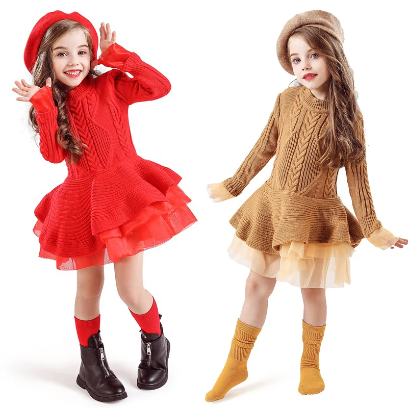 

Christmas Kids Dresses for Girls Dress Princess Sweater Autumn Winter Long Sleeve Knit Dress New Year Party Dress Kids Costume