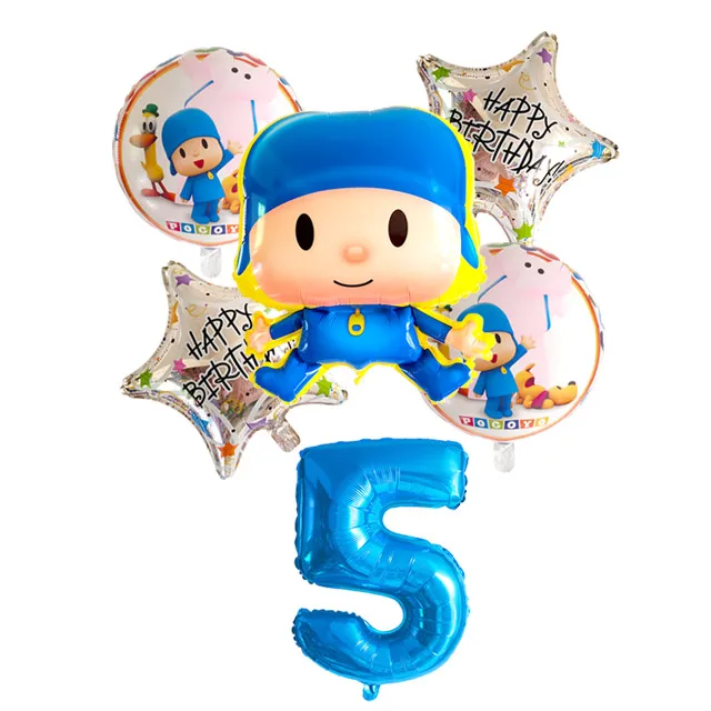 6 шт./партия Pocoyo номер фольги Воздушные шары набор детский душ День Рождения Вечеринка крестины Декор поставки детские игрушечные фигурки из мультфильма globos - Цвет: Армейский зеленый