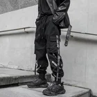 Брюки-карго мужские с лентами, трендовые брендовые свободные штаны в стиле оверсайз, уличная одежда в Корейском стиле, хип-хоп, Осенние